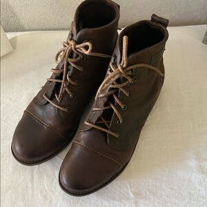 Josef Seibel Brown Leather Lace-Up Ankle Boots